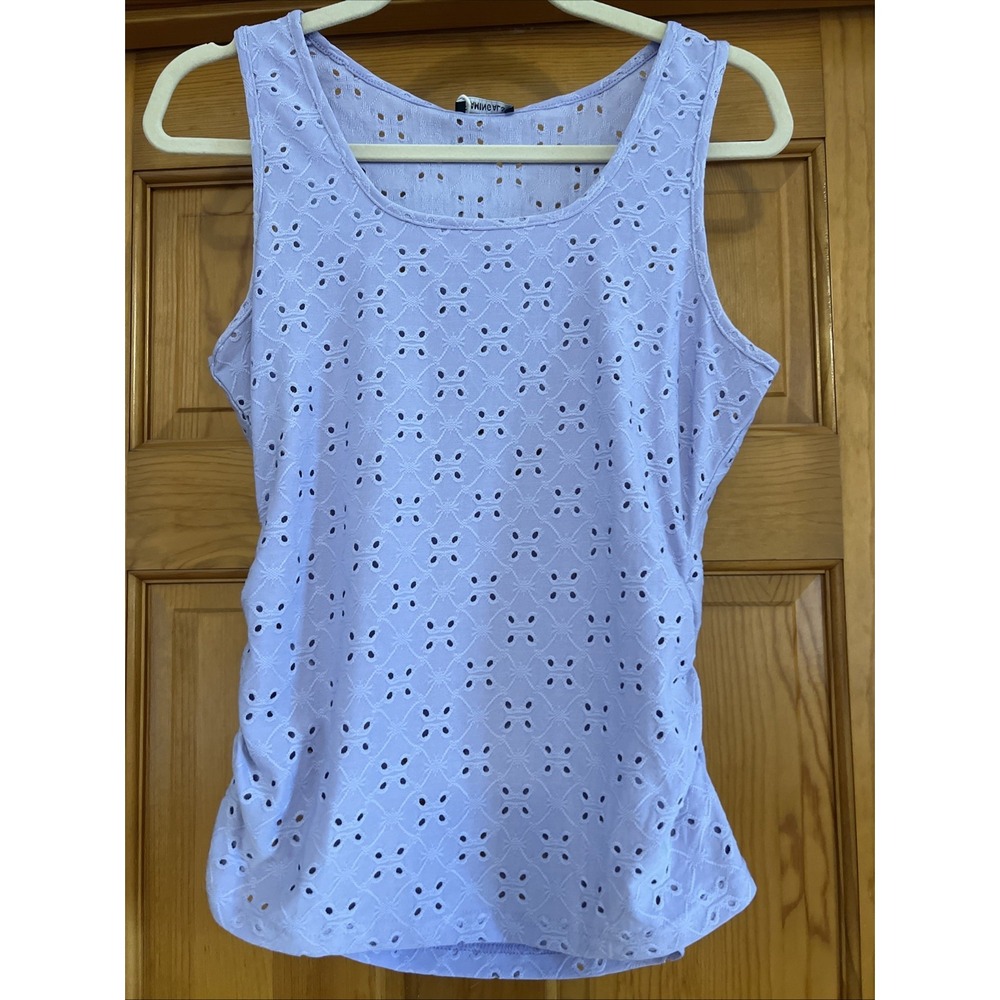Flamingals Women's Tank Top Lavender Sz Medium eyelet Rouche On Sides